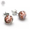 Pink and aventurine stud earrings genuine murano glass from venice