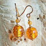 Boucles d'oreilles verre murano ambre