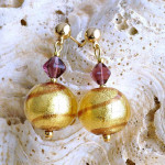 Boucles d'oreilles murano or chocolat