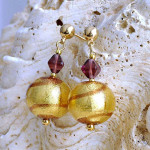 Gold murano glass earrings