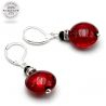 Leverback red earrings jewelry real glass murano from venice