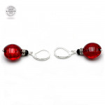 Boucles dormeuses rouge bijoux en veritable verre de murano de venise