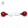 Rode dwarsligger oorbellen echt murano glas sieraden uit venetië