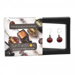 Pastiglia notte red - leverback red earrings jewelry real glass murano from venice