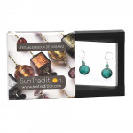 Pastiglia notte esmeralda - aretes verde esmeralda gancho cerrado joyas de cristal de murano de venecia