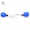 Leverback blue navy earrings jewelry real glass murano from venice