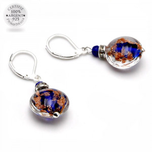 Pastiglia notte aventurine cobalt - aretes aventurine cobalt gancho cerrado joyas de cristal de murano de venecia