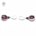 Leverback aventurine cobalt earrings jewelry real glass murano from venice