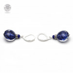 Leverback aventurine navy blue earrings jewelry real glass murano