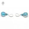 Leverback aventurine sky blue earrings jewelry real glass murano