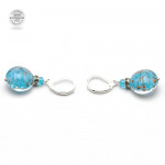 Leverback aventurine sky blue earrings jewelry real glass murano