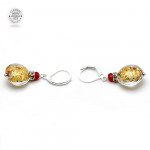 Boucles d'oreilles dormeuses or multicolore en veritable verre de murano de venise 