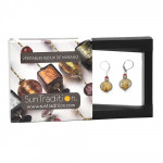 Pastiglia notte multicolor oro - pendientes de oro multicolor hechos de cristal de murano de venecia