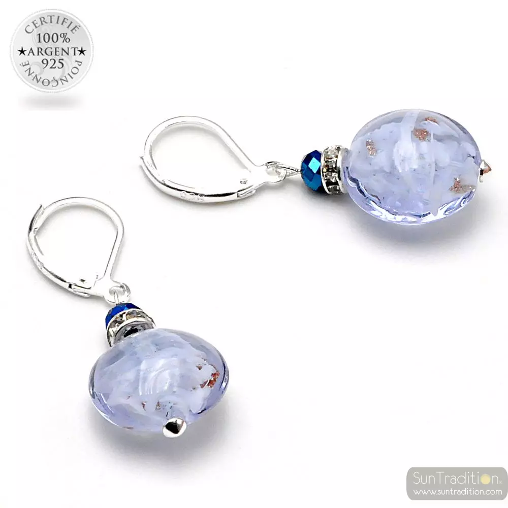 Pastiglia notte aventurine lilac - leverback aventurine lilac earrings jewelry glass murano from venice