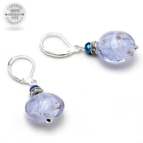 Leverback aventurine lilac earrings jewelry glass murano from venice 