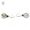 Leverback multicoloured silver earrings murano glass 