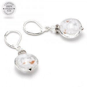 Pastiglia notte aventurine white - leverback aventurine white earrings jewelry real glass murano from venice