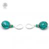 Leverback emerald green aventurin earrings jewelry real glass murano from venice 