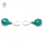 Boucles d'oreilles dormeuses vert emeraude aventurine verre de murano 