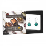 Pastiglia notte esmeralda aventurina- aretes verde esmeralda aventurina gancho cerrado joyas de cristal de murano de venecia