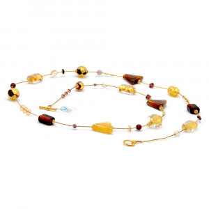 Collier en verre de murano ambre or