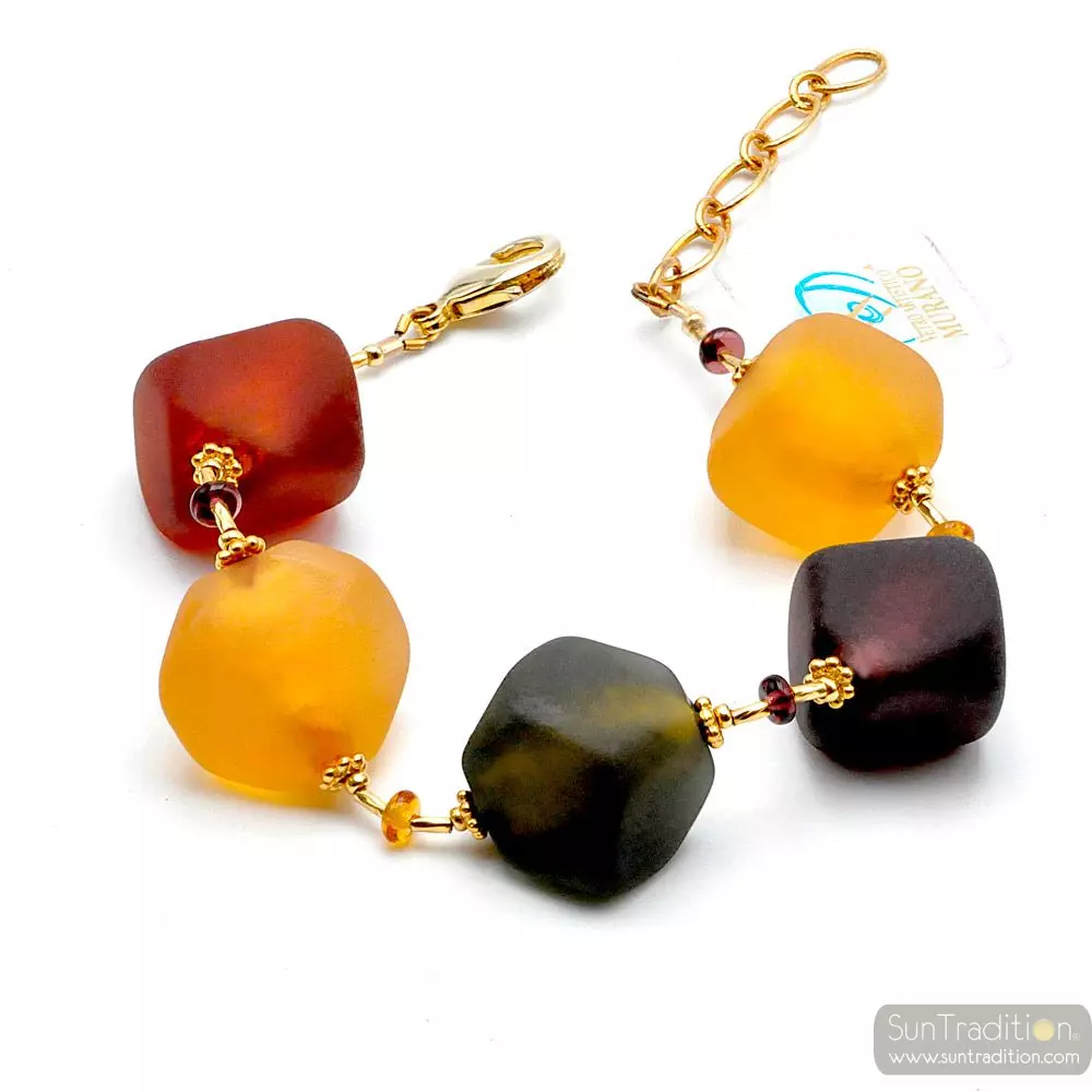 Scoglio color fall - gold and murano glass bracelet venitian jewelry