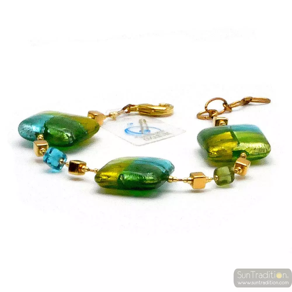 Quadrifoglio green - green murano glass bracelet from venice
