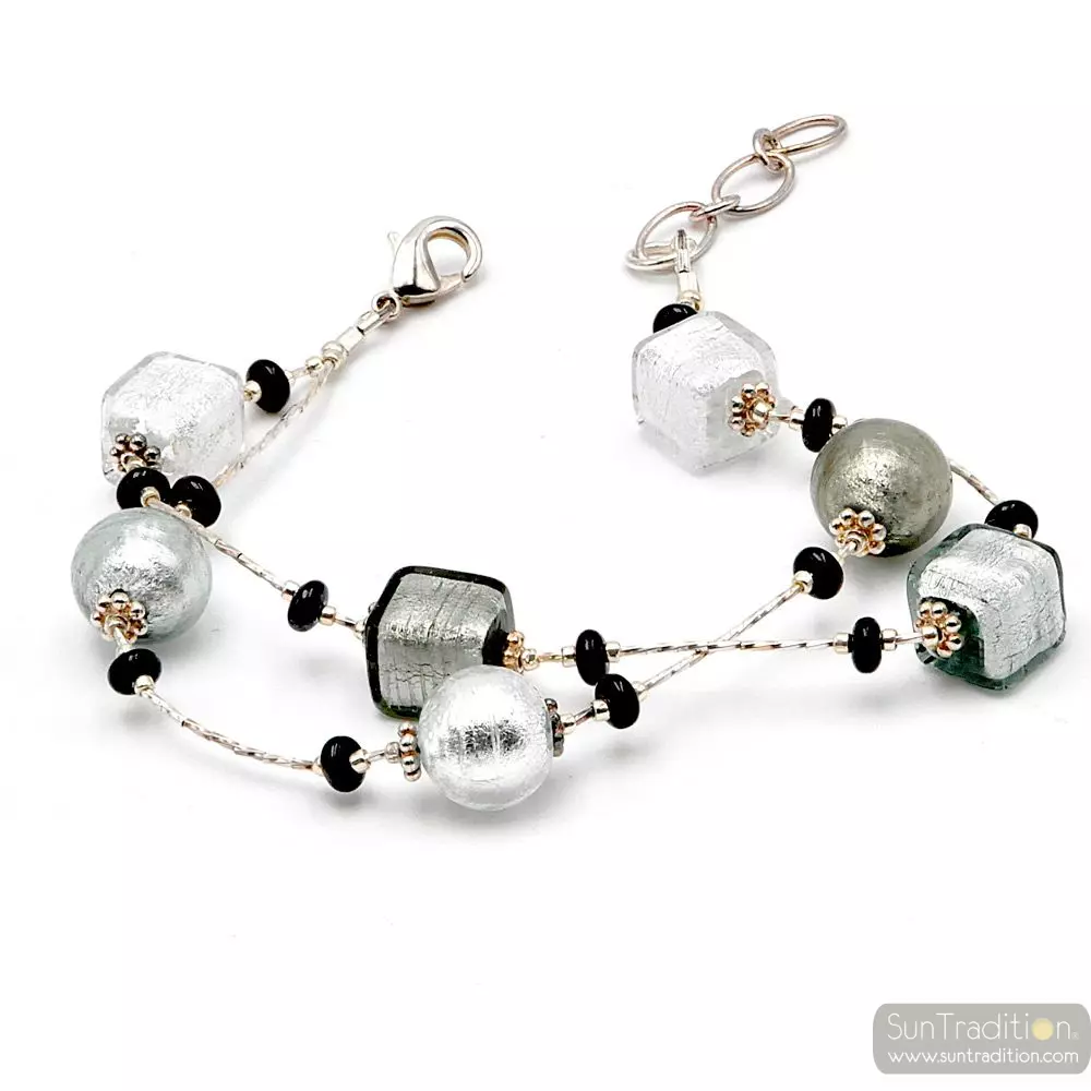 Penelope silver - silver murano glass bracelet from venice