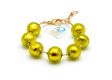 Bracciale in vetro di murano verde lime, vero gioiello di venezia