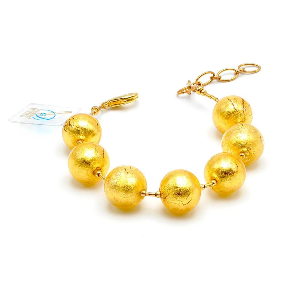 Ball oro - pulsera oro genuina cristal de murano de venecia