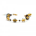 Jo- jo mini black and gold bracelet genuine murano glass venice