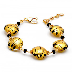 Charly or - bracelet or en veritable verre de murano de venise