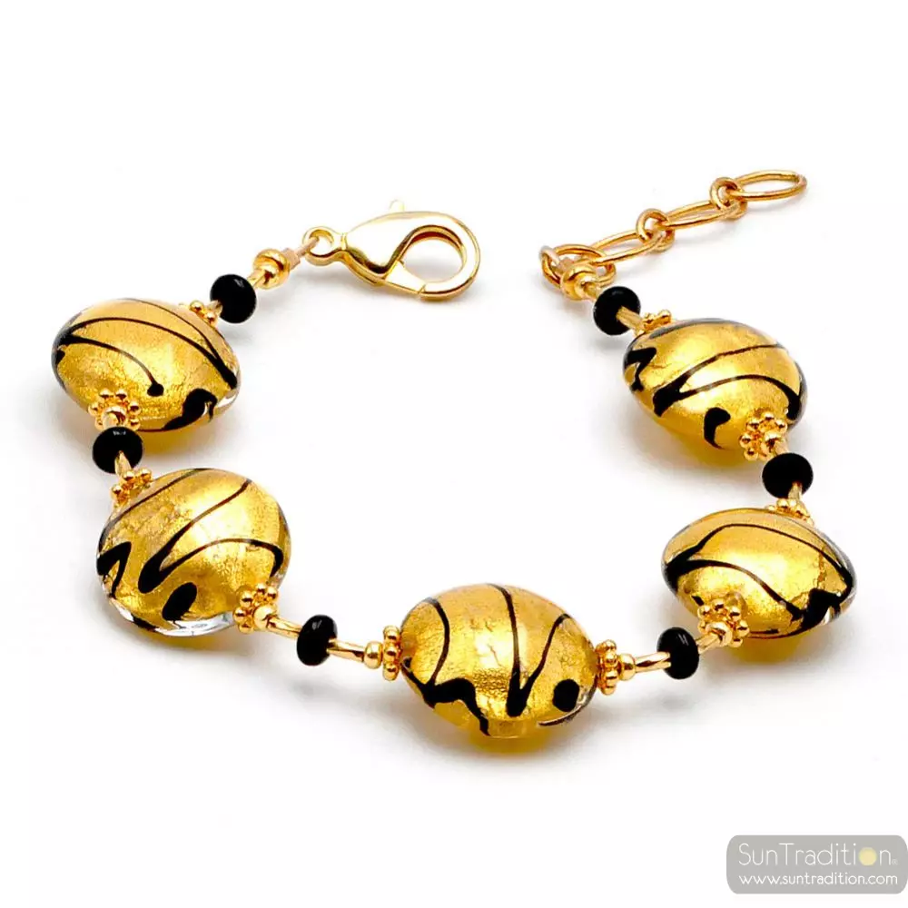 Charly gold - gold murano glass bracelet from venice