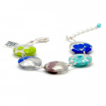 Blue and silver bracelet in real murano glass