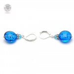 Aretes azul claro gancho cerrado joyas de cristal de murano de venecia