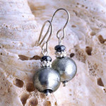 Boucles d'oreilles verre murano argent gris