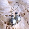 Grey silver murano glass earrings