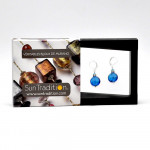 Pastiglia notte light blue - leverback light blue navy earrings jewelry real glass murano from venice