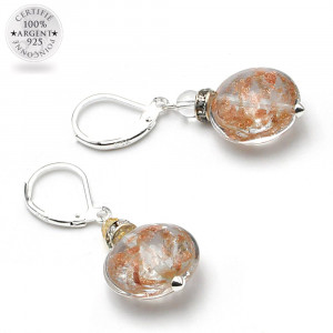 Brincos aventurine fecho em clip de cristal murano de veneza 