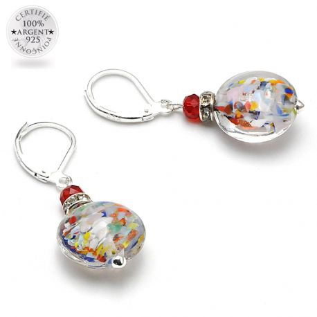 Leverback multicoloured earrings murano glass 