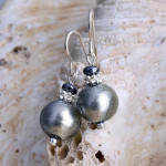 Boucles d'oreilles argent gris murano