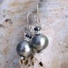 Grey silver venetian glass earrings venice