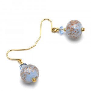 Opaline azul - pendientes opaline azules de vidrio murano auténtico de venecia