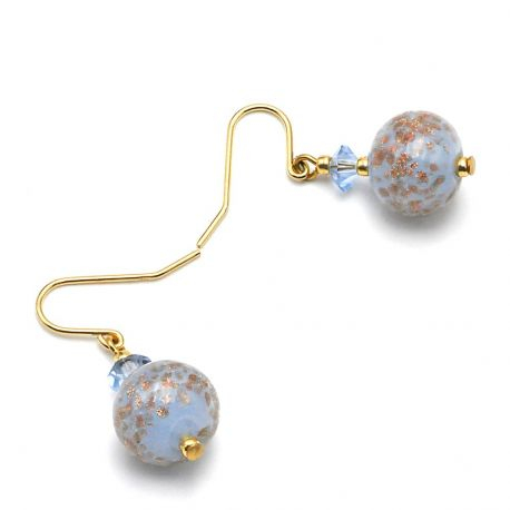 Blue earrings in genuine murano glass from venice
