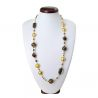 Necklace glass murano gold long bariole brown venetian