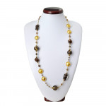 Ketting glas van murano gold lange bariole bruin venetiaanse