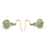 Boucles d'oreilles verte en veritable verre de murano de venise