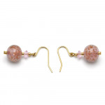 Pink earrings in genuine murano glass from venice