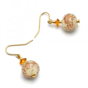 Opaline beige - boucles d'oreilles opaline beige en veritable verre de murano de venise