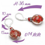 Brincos aventurine vermelho fecho em clip de cristal murano de veneza 